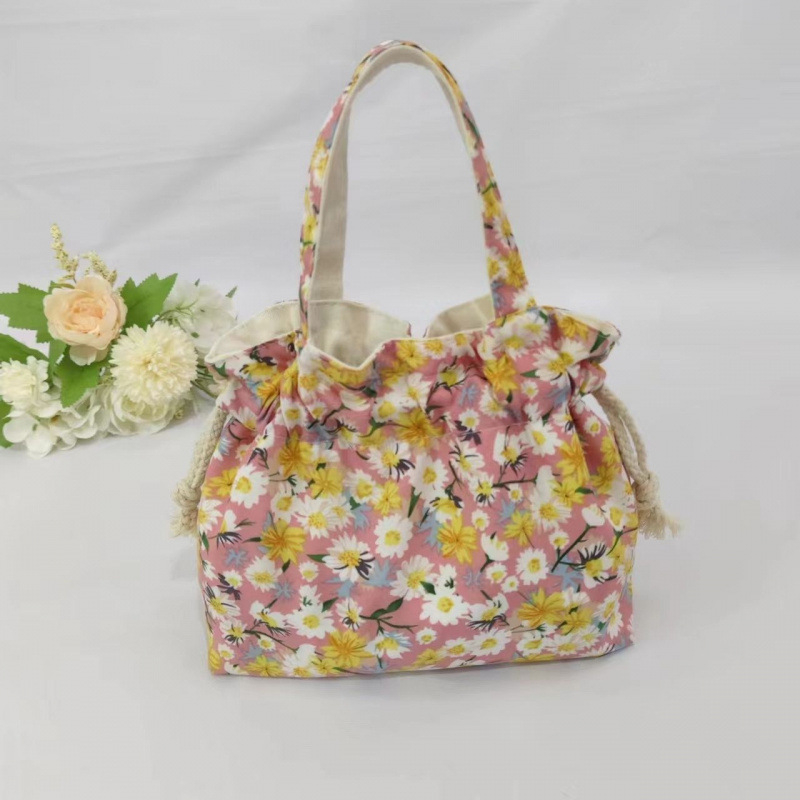 Unisex platnena torba s cvjetnim uzorkom, podstava od poliestera, čvrsta konstrukcija, tote stil