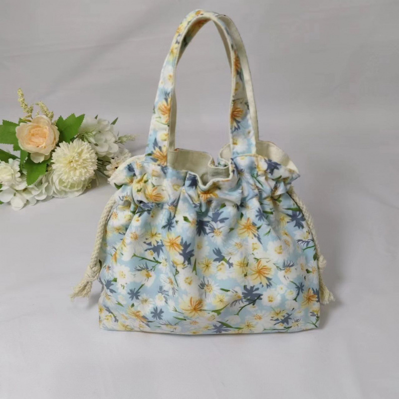 Unisex platnena torba s cvjetnim uzorkom, podstava od poliestera, čvrsta konstrukcija, tote stil