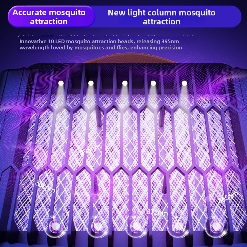 LED lampica za komarce s ugrađenom baterijom 1601–2000 mAh, pogodna za površine 61 m² i više, kombinira svjetlost i elektrošok