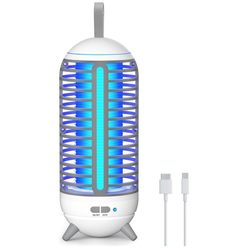 Električna hvataljka za komarce s LED UV svjetlom – ugrađena baterija 2500–3000 mAh, domet 21–30 m², vrijeme punjenja 3–5 sati, ambijentalno osvjetljenje