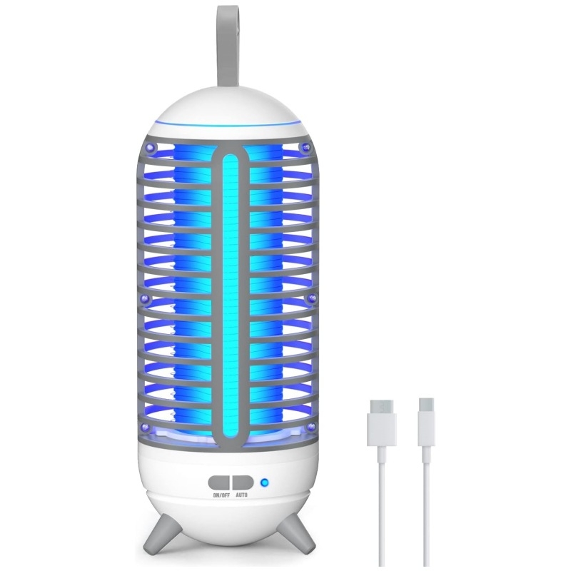 Električna hvataljka za komarce s LED UV svjetlom – ugrađena baterija 2500–3000 mAh, domet 21–30 m², vrijeme punjenja 3–5 sati, ambijentalno osvjetljenje