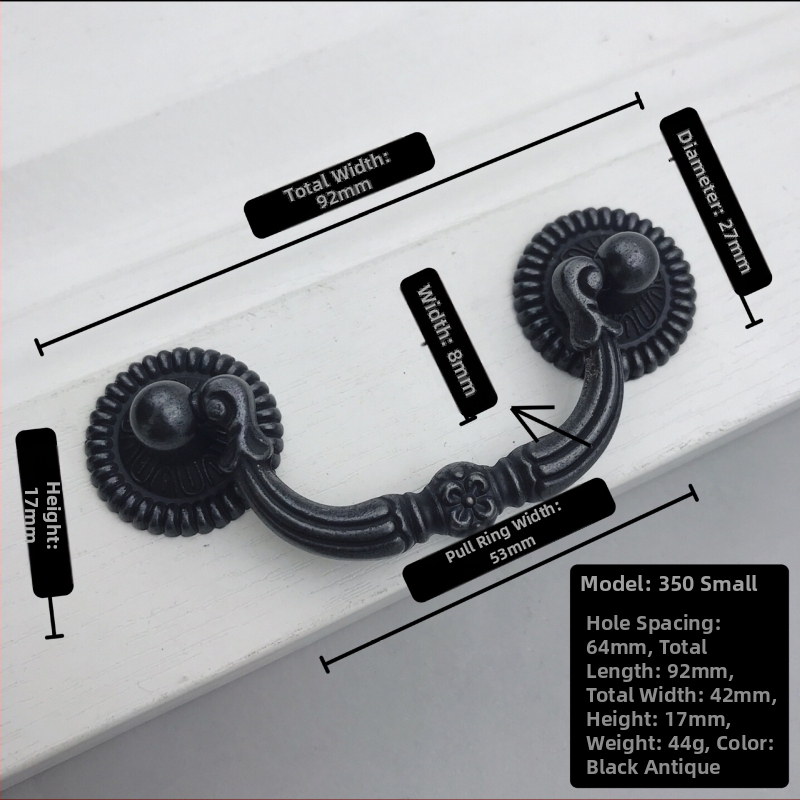 Λαβή ντουλάπας και συρταριού, σε αντίκα στυλ, κράμα ψευδαργύρου, ηλεκτροπλακίωση, μοντέλο 800 πλήρες σετ