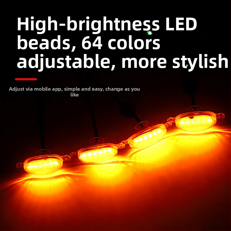 LED svetlo do mriežky auta, 12V, ABS+LED materiál, plastové tienidlo, všeobecné použitie
