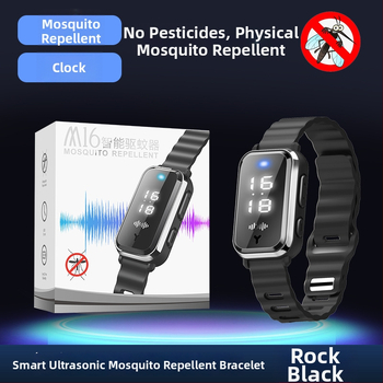 M16 ultrahangos szúnyogriasztó karkötő – elektronikus repelens, újratölthető, 5V, 34Hz–70kHz, 1W