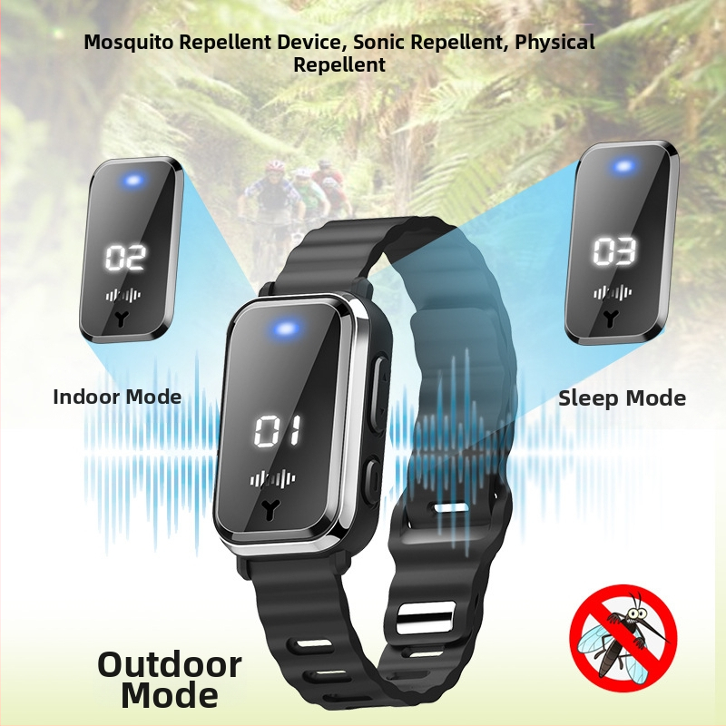 M16 ultrahangos szúnyogriasztó karkötő – elektronikus repelens, újratölthető, 5V, 34Hz–70kHz, 1W