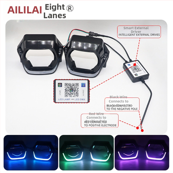 Priekinio žibinto dekoratyvinė gaubtelė su kvadratine objektyvo lęša automobiliams ir motociklams (PVC; 3-12W; 3-12V; 2.5A; bendram naudojimui)