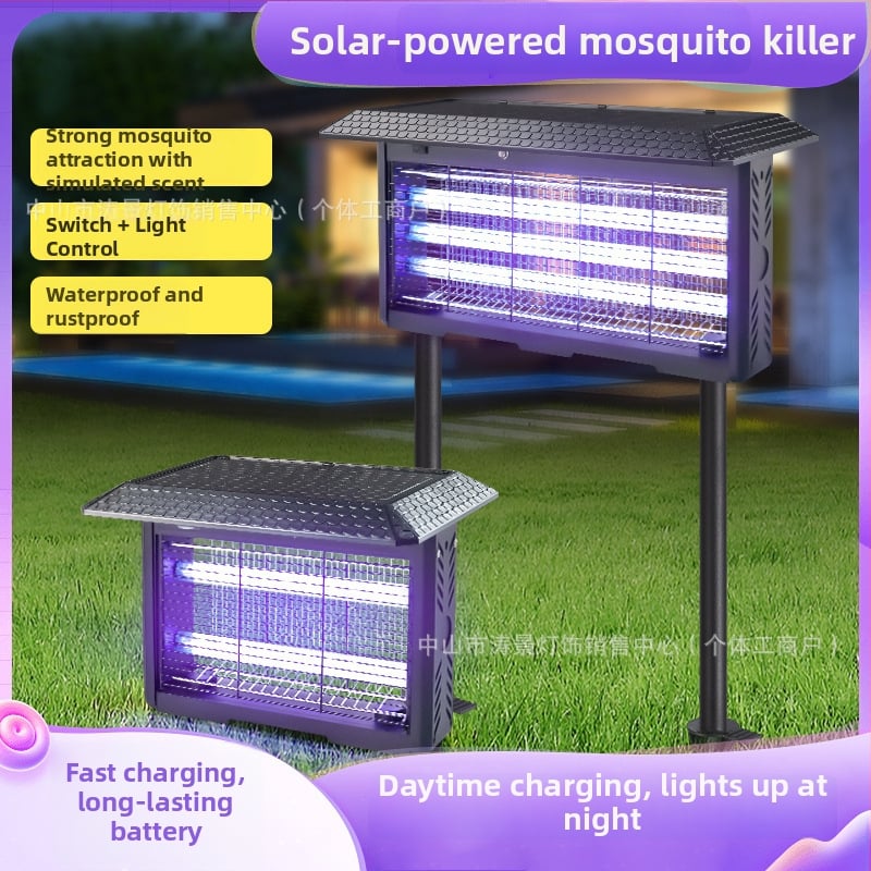 Uodų žudymo lemputė – lauko naudojimui, elektros smūgio principas, UV-A purpurinė šviesa pritraukia, įkraunama Li-Po baterija 1200–1500 mAh (nuimama), dengiamas plotas 61 m²