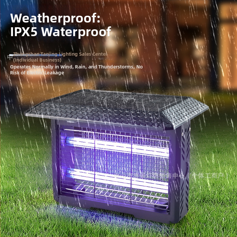 Uodų žudymo lemputė – lauko naudojimui, elektros smūgio principas, UV-A purpurinė šviesa pritraukia, įkraunama Li-Po baterija 1200–1500 mAh (nuimama), dengiamas plotas 61 m²