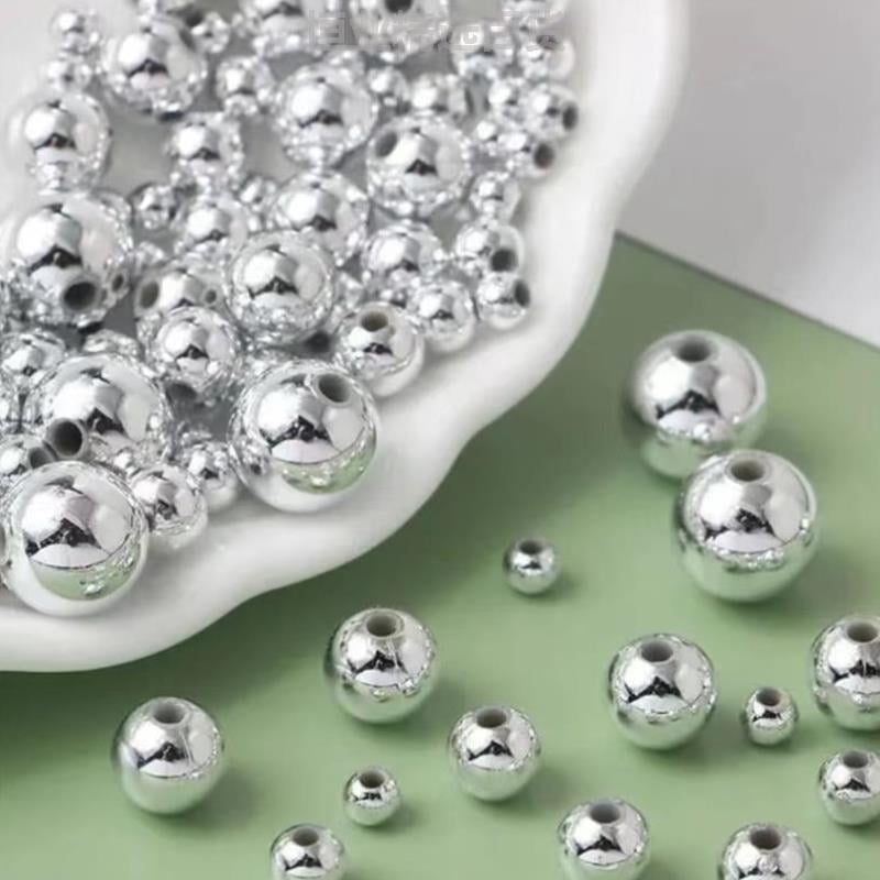 Elektroplatirane perle za DIY nakit – okrugle perle, materijal: plast/smola, obrada: elektroplatiranje, stil: novi kineski stil