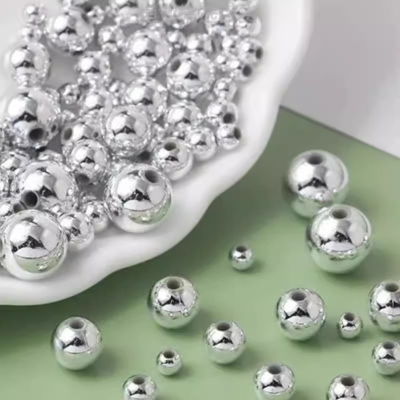 Elektroplatirane perle za DIY nakit – okrugle perle, materijal: plast/smola, obrada: elektroplatiranje, stil: novi kineski stil