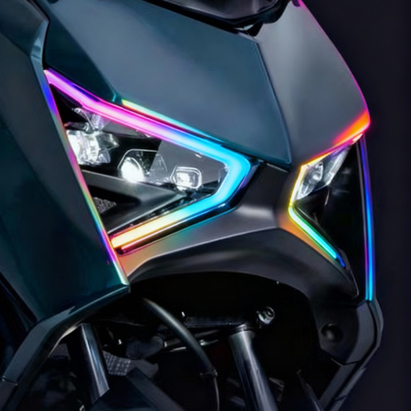 Automobiliniai LED dienos žibintai su šviesos vadovo juosta, silikonas+LED, 12V, 10W, 1000lm, tarnavimo laikas 50 000 h