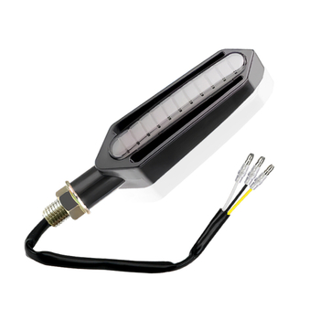 LED motociklo galinė lemputė su integruota posūkio signalu, stabdžių šviesa ir dienos šviesa (DRL), 12V DC, LED 0,2W, tarnavimo laikas 30 000 h, modeliai Y-A05-W, Y-A05-R, Y-A05-Y