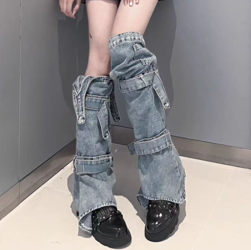 Încălzitoare pentru gambe până la genunchi cu imprimeu craniu, amestec de bumbac respirabil, unisex stil street/hip-hop