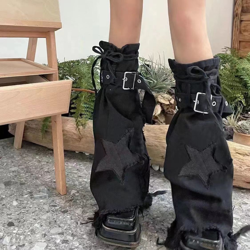 Încălzitoare pentru gambe până la genunchi cu imprimeu craniu, amestec de bumbac respirabil, unisex stil street/hip-hop