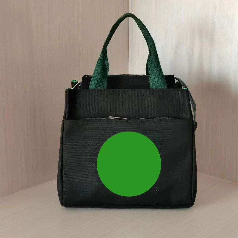 Geantă de prânz din pânză, formă pătrată orizontală, închidere cu fermoar, căptușeală poliester, buzunar patch interior