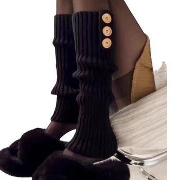 Șosete tricotate pentru femei, cu textură pluș, lungime medie, stil Ins, calde, fibră de poliester, marcă Fan Sakura, Iarnă 2024