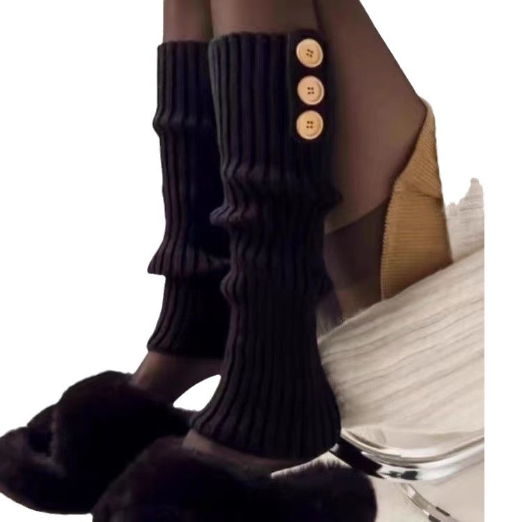 Șosete tricotate pentru femei, cu textură pluș, lungime medie, stil Ins, calde, fibră de poliester, marcă Fan Sakura, Iarnă 2024