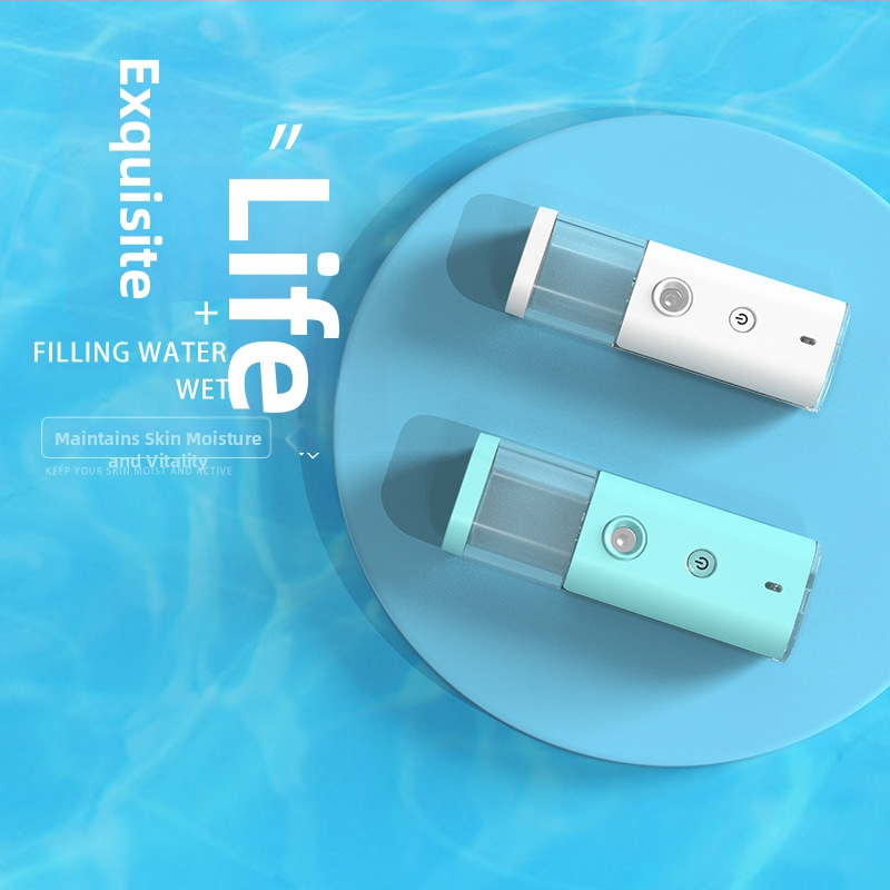 Ručný zvlhčovač tváre studeným postrekom, USB nabíjanie, nano postrek, vstavaná batéria, 1. stupeň, matný ABS plášť