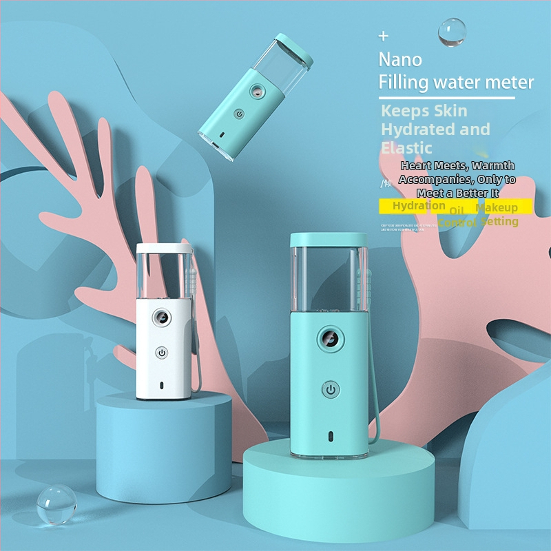 Ručný zvlhčovač tváre studeným postrekom, USB nabíjanie, nano postrek, vstavaná batéria, 1. stupeň, matný ABS plášť