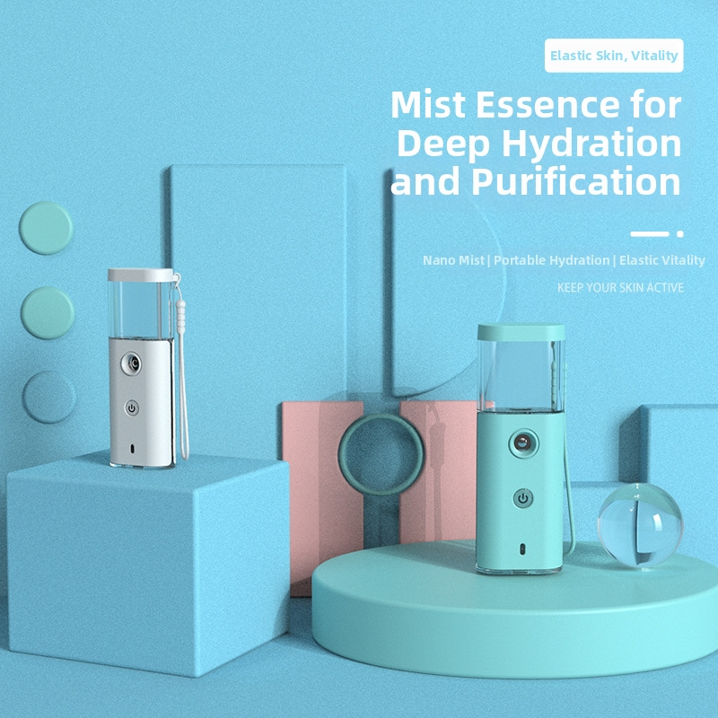 Ručný zvlhčovač tváre studeným postrekom, USB nabíjanie, nano postrek, vstavaná batéria, 1. stupeň, matný ABS plášť