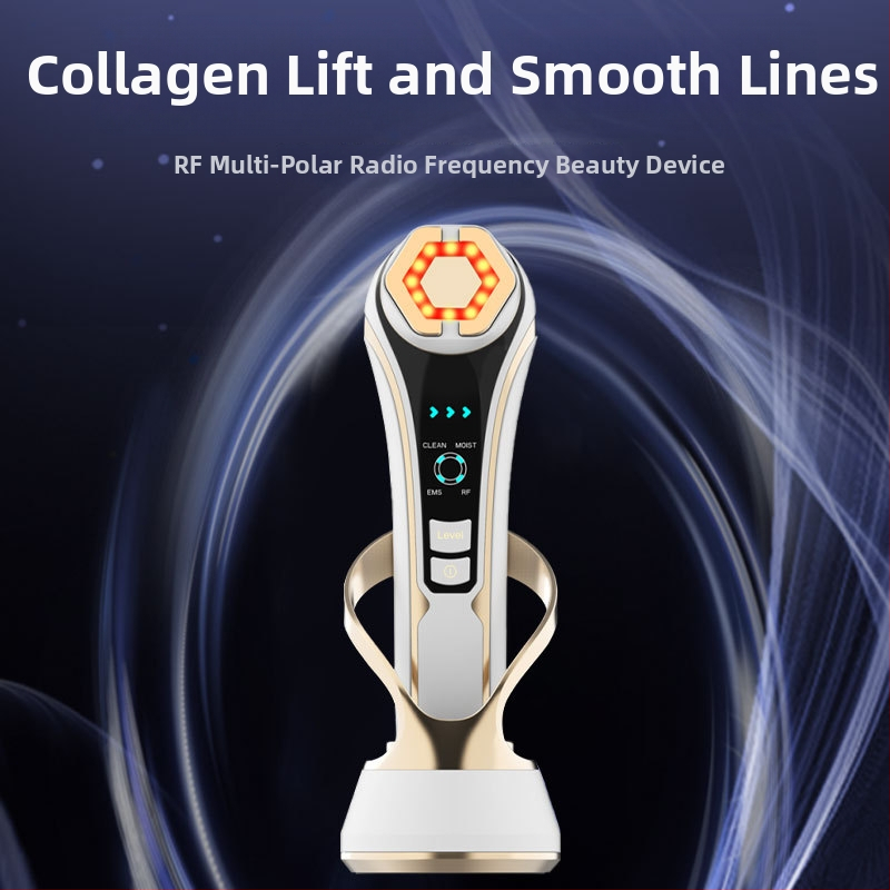 Ултразвуково устройство за лице с EMS микро ток, йонно почистване, цветна светлинна терапия, портативно, вградена батерия 1000–1200mAh, IPX5 водоустойчивост