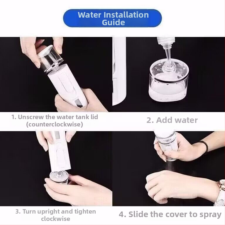 Nano studený sprej hydratačné zariadenie na tvár, vstavaná batéria 800–1000mAh, 2 rýchlosti, model 718a, čas postreku 11–30 s