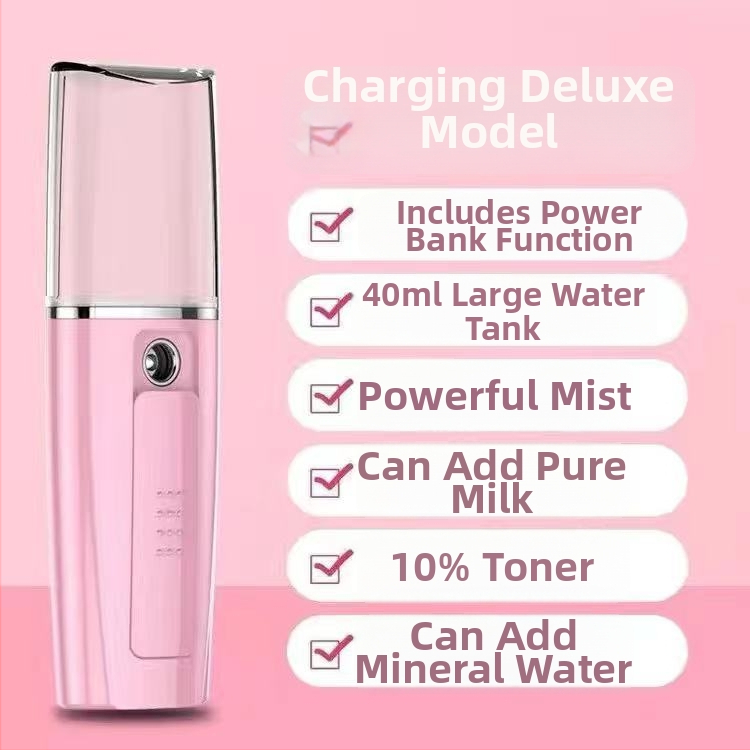 Prístroj na hydratáciu tváre s hmlou, prenosný nabíjateľný kozmetický prístroj, Model 008, studený postrek, až 10 sekúnd