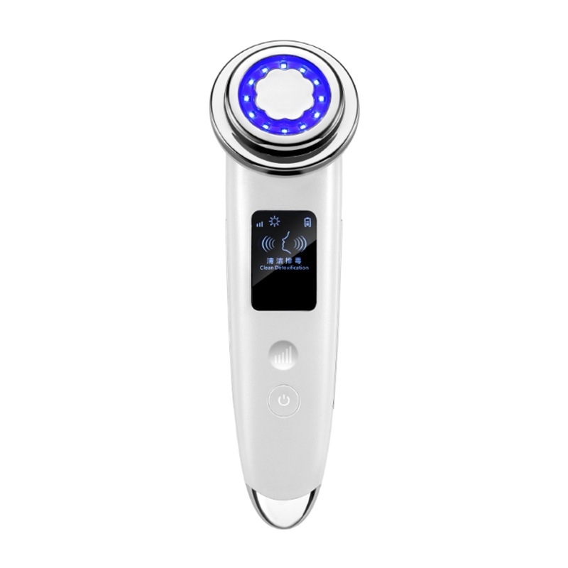 Dispozitiv de înfrumusețare cu rejuvenare prin fotoni, lifting cu microcurent, terapie cu lumină colorată și curățare a porilor; baterie încorporată 500–800 mAh