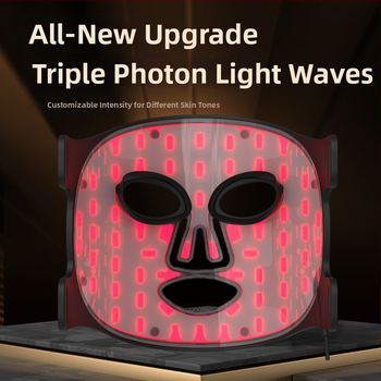 Fotoninė grožio kaukė su LED spektro šviesos terapija namų naudojimui — USB maitinimas, 3 lygiai, odos atjauninimas ir šviesinimas
