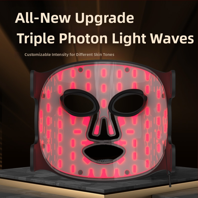 Fotoninė grožio kaukė su LED spektro šviesos terapija namų naudojimui — USB maitinimas, 3 lygiai, odos atjauninimas ir šviesinimas