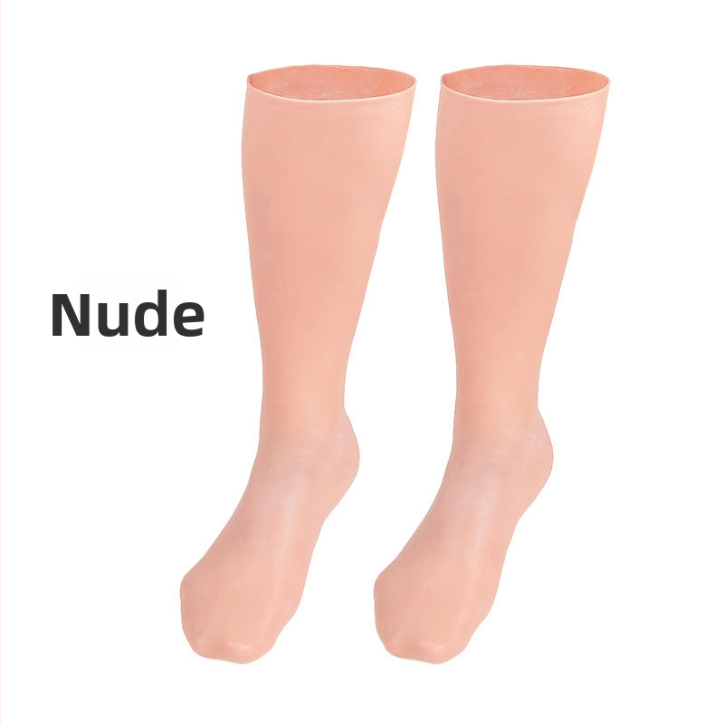 Garās gēla zeķes kāju kopšanai – SEBS audums, 95–100% regenerētas celulozes šķiedras, augsts cilindriskais augums, šūšana ar vienu adatu, 48 adatas