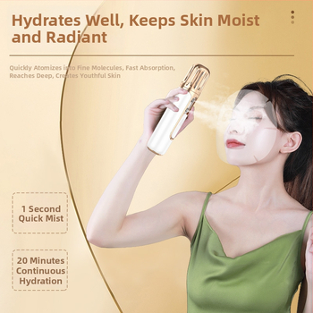 Dvigubo purškimo veido drėkinimo garintuvas, nešiojamas drėkinimo įrenginys, įmontuota 1000–1200 mAh baterija, 2-asis režimas, šaltas purškimas, automatinis išjungimas