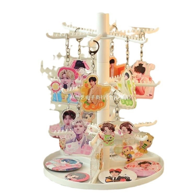 Stalak za pohranu ključeva i nakita, stolni prikazni stalak, dvostruki sloj, plastični materijal, ženski stil, kovano željezo okvir