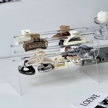 360°-os forgó akril hajgumi kijelző állvány, dupla réteg, nordic stílus, kézzel készített