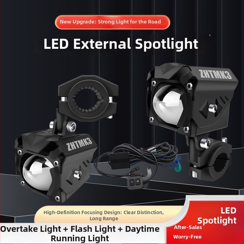 Moto LED reflektor s univerzálnym objektívom, 12-36V, 60W (pár), hliníková zliatina + PC, s krytom, MK3
