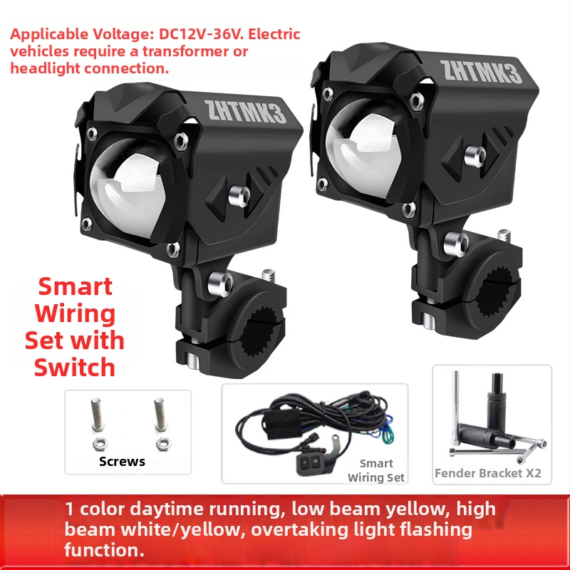 Moto LED reflektor s univerzálnym objektívom, 12-36V, 60W (pár), hliníková zliatina + PC, s krytom, MK3