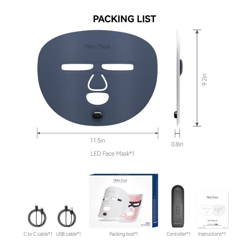 Veido kaukė su fotonų terapija, USB įkrovimas, 4 režimas