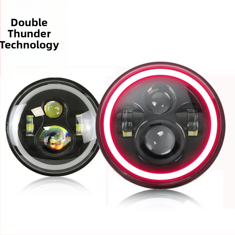 LED priekinis žibintas Wrangler su Angel Eye ir apertūros objektyvu, aliuminio korpusas, IP66, 12-48V, pritaikomas