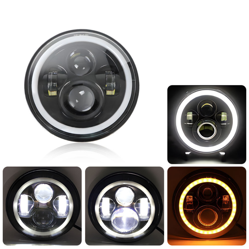 LED priekinis žibintas Wrangler su Angel Eye ir apertūros objektyvu, aliuminio korpusas, IP66, 12-48V, pritaikomas