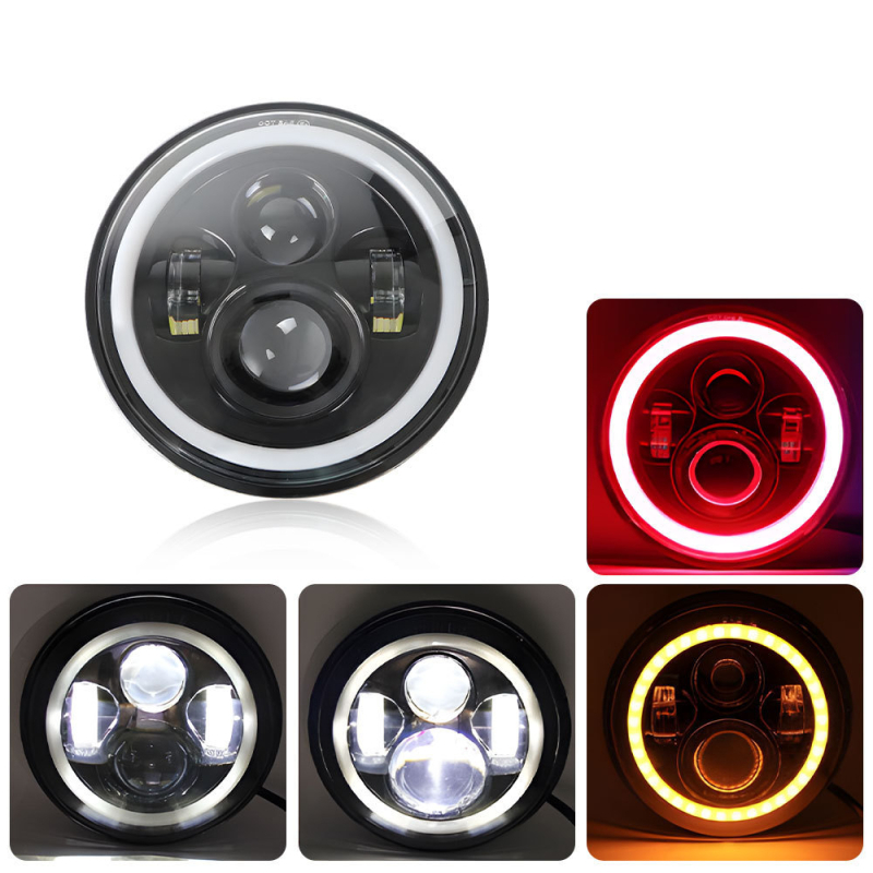 LED priekinis žibintas Wrangler su Angel Eye ir apertūros objektyvu, aliuminio korpusas, IP66, 12-48V, pritaikomas