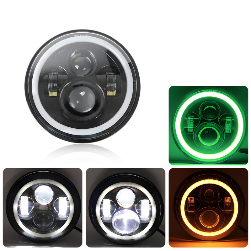 LED priekinis žibintas Wrangler su Angel Eye ir apertūros objektyvu, aliuminio korpusas, IP66, 12-48V, pritaikomas