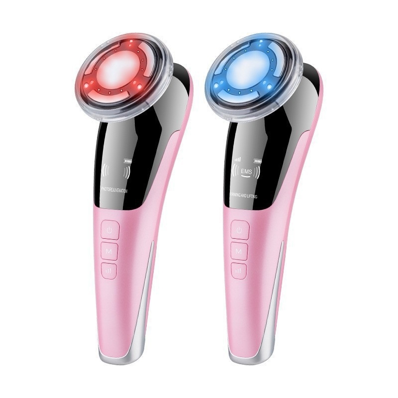 Ručni EMS masažni uređaj za lice s toplinskom kompresijom i obojenim svjetlom, prenosiv s ugrađenom baterijom 500–800 mAh