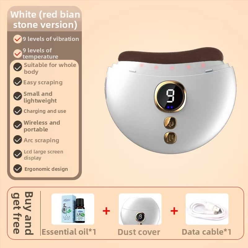 Ηλεκτρική συσκευή μασάζ με θερμανόμενη πέτρινη πλάκα για αυχένα, ώμους, πρόσωπο και ολόκληρο σώμα – Μοντέλο FJ-669, ρύθμιση θερμοκρασίας 40–45°C, 3 ταχύτητες, Υλικό: Πέτρα ABS, Μπαταρία 800 mAh