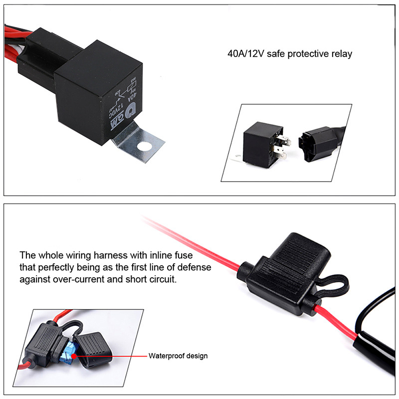 Motociklo LED jungiklio laidynė – 12V, 160W LED, IP67, 30 000 h, OEM lempos gaubtas, universalus modifikacijų laidinys su dviejų padėčių jungikliu