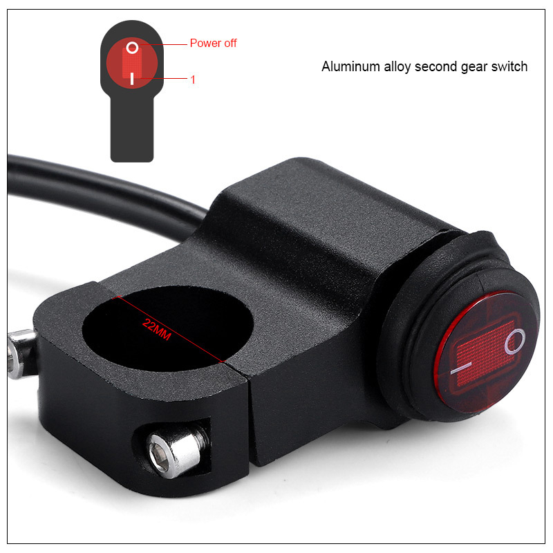 Motociklo LED jungiklio laidynė – 12V, 160W LED, IP67, 30 000 h, OEM lempos gaubtas, universalus modifikacijų laidinys su dviejų padėčių jungikliu