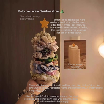 Organizator all-in-One pentru accesorii de păr cu suport de expunere din oțel carbon și lemn, un singur nivel, stil de înaltă clasă