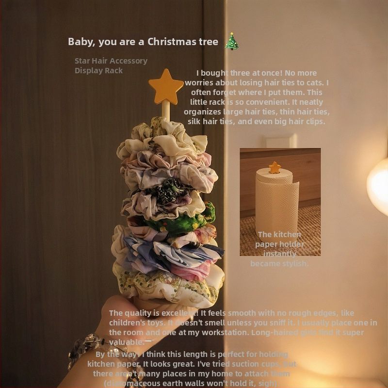 Organizator all-in-One pentru accesorii de păr cu suport de expunere din oțel carbon și lemn, un singur nivel, stil de înaltă clasă