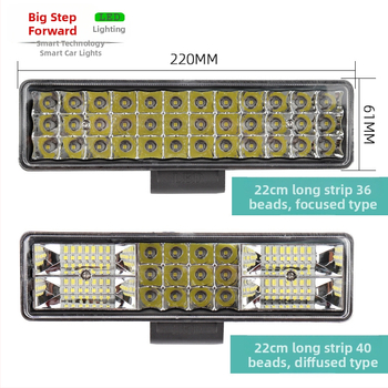 LED juosta automobiliams ir motociklams, liejimo aliumininis korpusas, įtampa 12–80V, srovė 2–4A, atsparus vandeniui, atspindinti puodelio dangtelis