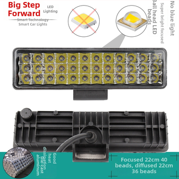 LED juosta automobiliams ir motociklams, liejimo aliumininis korpusas, įtampa 12–80V, srovė 2–4A, atsparus vandeniui, atspindinti puodelio dangtelis