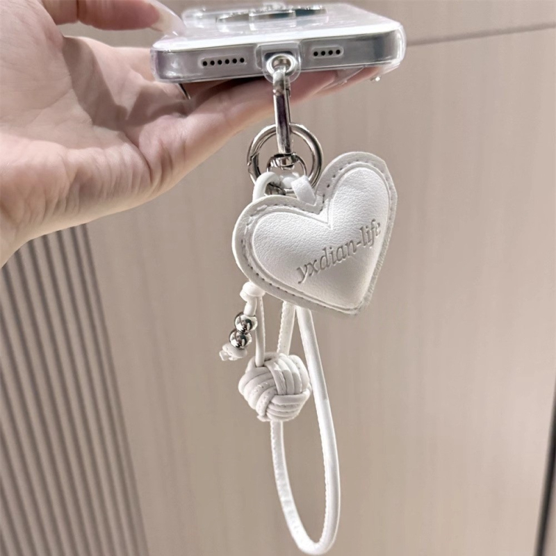Korejskog stila ručno pleteni privjesak od umjetne kože za mobitel, srcoliki oblik, unisex, FNKO (Materijal: PU; Uže: poliester; Kopča: plastična)